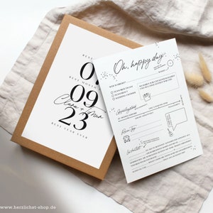 Minimalistische Gästebuch-Karten – Elegance | Schlichte Fragekarten zum Ausfüllen zur Hochzeit | A5 mit Box
