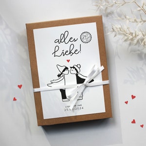 Geschenkbox zur Hochzeit | personalisiertes Geldgeschenk mit Hochzeitspaar | ca. A5
