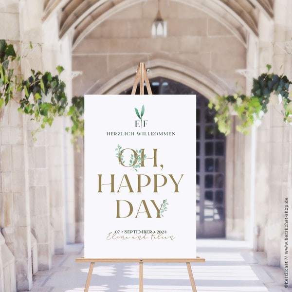 Willkommensposter zur Hochzeit – Greenery | personalisiertes Poster für euer Hochzeitsfest | A4, A3, B2