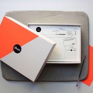 Gästebuch-Karten in neonorange – Neontype | Fragekarten zum Ausfüllen zur Hochzeit | A5 mit Box & Sticker