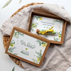 Geschenkschachtel – Zitrone, Olive | personalisiertes Geldgeschenk zur Hochzeit | ca. A5