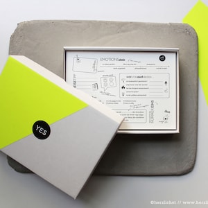 Gästebuchkarten – Neontype | Fragekarten zum Ausfüllen in neongelb | zur Hochzeit | A5 mit Box & Sticker