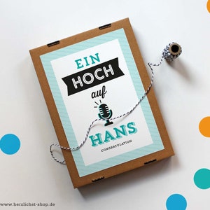 Gästebuch-Karten – Mikrofon | Fragekarten zum Geburtstag mit personalisierter Box | A5, Set
