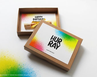 Geschenkschachtel zum Geburtstag – Hurray | Box für Geldgeschenk oder Gutschein | ca. A6