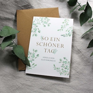 Grußkarte – Greenery | Glückwunschkarte zum Geburtstag, zur Hochzeit | Eukalyptus, Aquarell | Klappkarte, A6 mit Kuvert