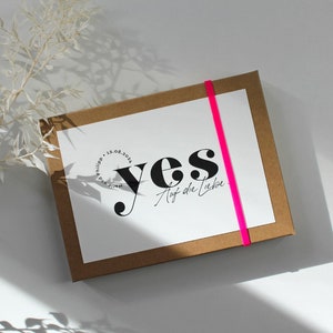 Hochzeitsgeschenk – Schachtel YES | personalisiertes Geldgeschenk für das Brautpaar | ca. A5