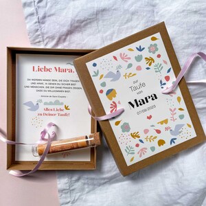 Geldgeschenk zur Taufe – Friedenstaube | personalisierte Geschenkverpackung | ca. A5