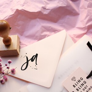 Holzstempel – Brush | Ja | Stempel zur Hochzeit, zum Jubiläum, zur Verlobung | 30 x 30 mm