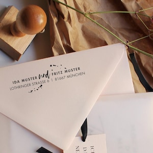 Adressstempel – Brush | personalisiert | Hochzeits-Stempel, Familien-Stempel| Holzstempel, ca. 60 x 20 mm