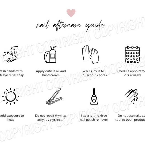 Digital Download Acrylic Nail Aftercare Guide | Nail Aftercare Template | Nail Care Guide