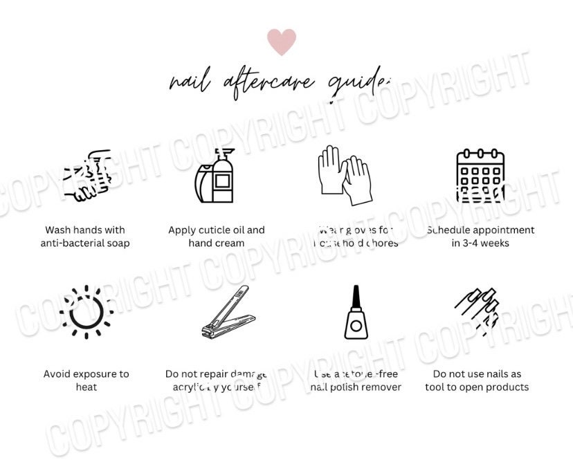 Digital Download Acrylic Nail Aftercare Guide Nail Aftercare Template