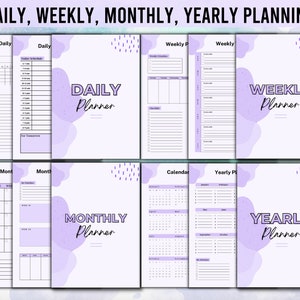 Purple ADHD Planner Adult, ADHD Adult Planner Pdf, ADHD Planner Printable, adhd Digital Planner, adhd Productivity Planner, Adhd Awareness imagen 3