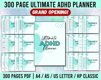 Turquoise ADHD Planner Adult, ADHD Planner Printable, adhd Digital Planner, ADHD Productivity Planner, Adhd Daily Planner, New Planner Pdf
