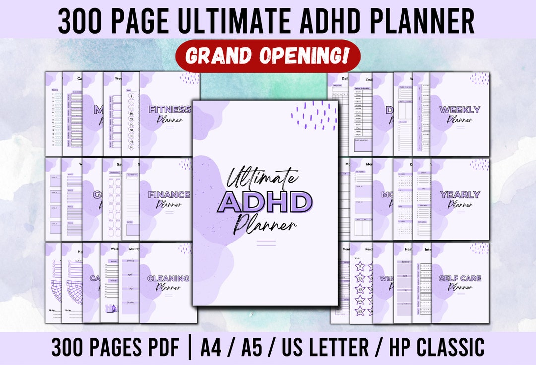 Purple ADHD Planner Adult, ADHD Adult Planner Pdf, ADHD Planner ...