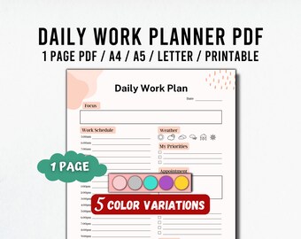 毎日の仕事プランナー、毎日のチェックリスト PDF、仕事日オーガナイザー、毎日のルーチン PDF、毎日の生産性プランナー、To Do リスト テンプレートのダウンロード