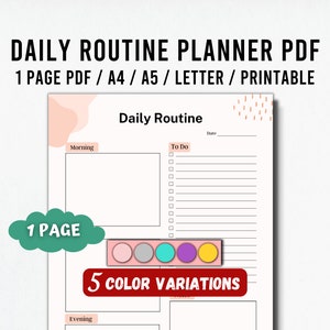 Daily Routine Planner, Morning Routine, Daily Checklist, Daily Productivity Planner, To Do List Template, Daily Planner Page, Daily Tracker
