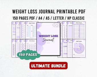 Purple Weight Loss Journal, Weight Loss Tracker Pdf, Weight Loss Planner, Fitness Journal Printable, Weight Tracker Pdf, ADHD Planner Adult