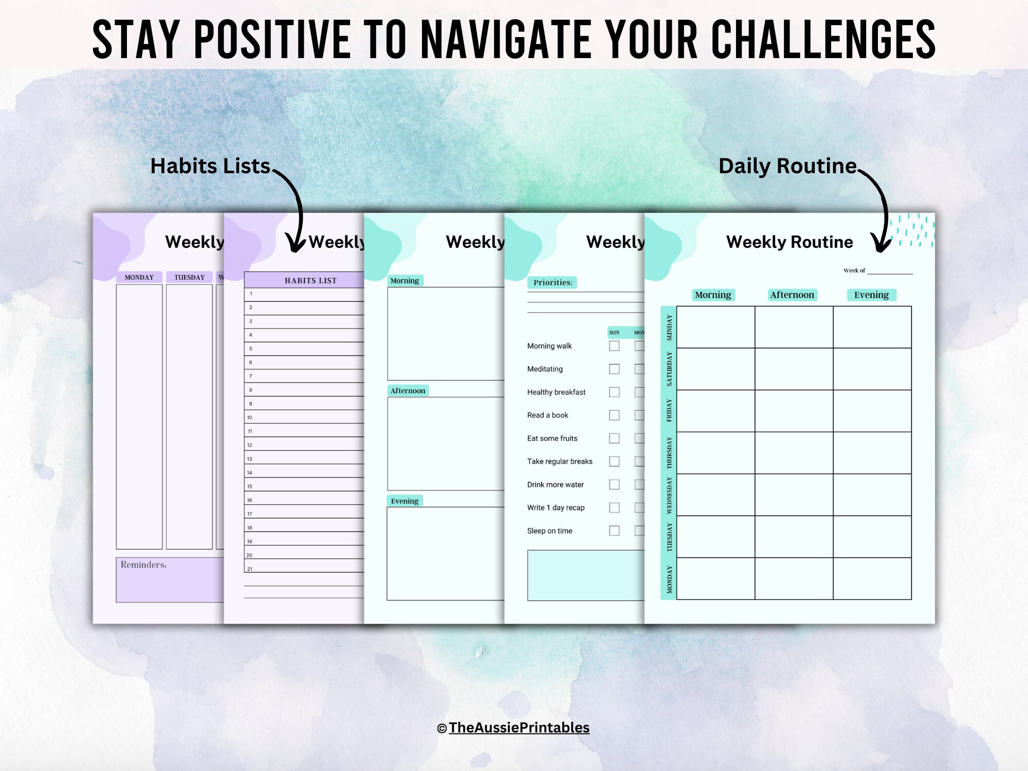 Weekly Planner Printable Pdf, Daily Checklist Pdf, Daily Routine ...