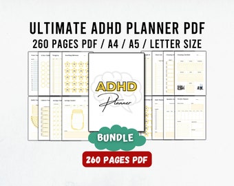 Yellow ADHD Planner Adult, ADHD Planner Pdf, ADHD Planner Printable, Adhd Digital Planner, Productivity Planner, Adhd Awareness Printable