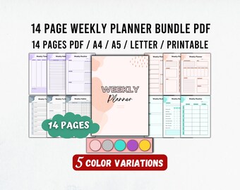 Weekly Planner Printable Pdf, Daily Checklist Pdf, Daily Routine Planner, To Do List Template, Work Day Organizer, A4 A5 Us Letter Pdf
