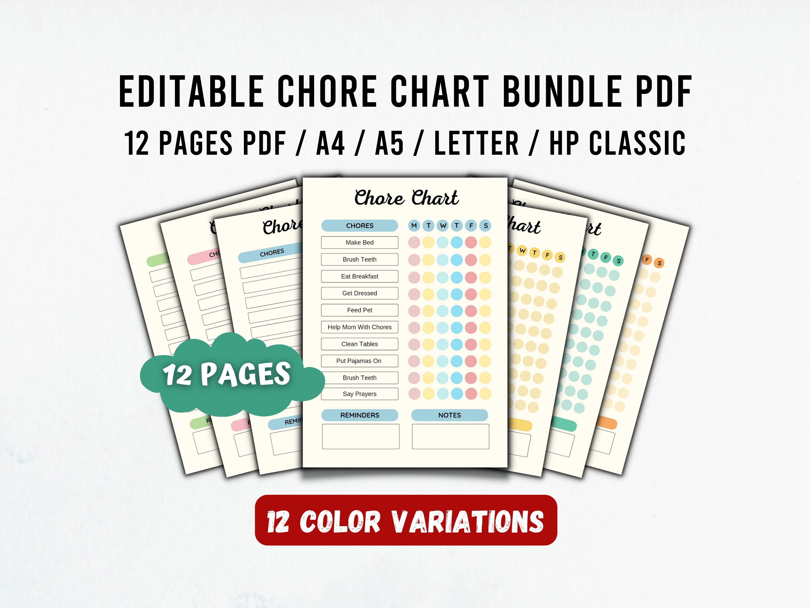 Editable Adult Chore Chart, Family Chore Chart, Weekly Chore Chart for ...