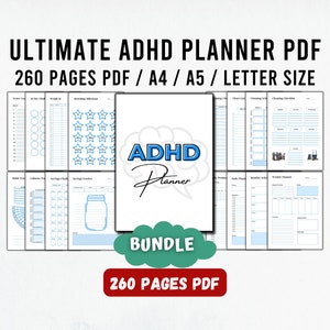 Blue ADHD Planner, ADHD Planner Adult Pdf, adhd Digital Planner, ADHD Planner Printable, adhd daily planner, Journal Printable pdf