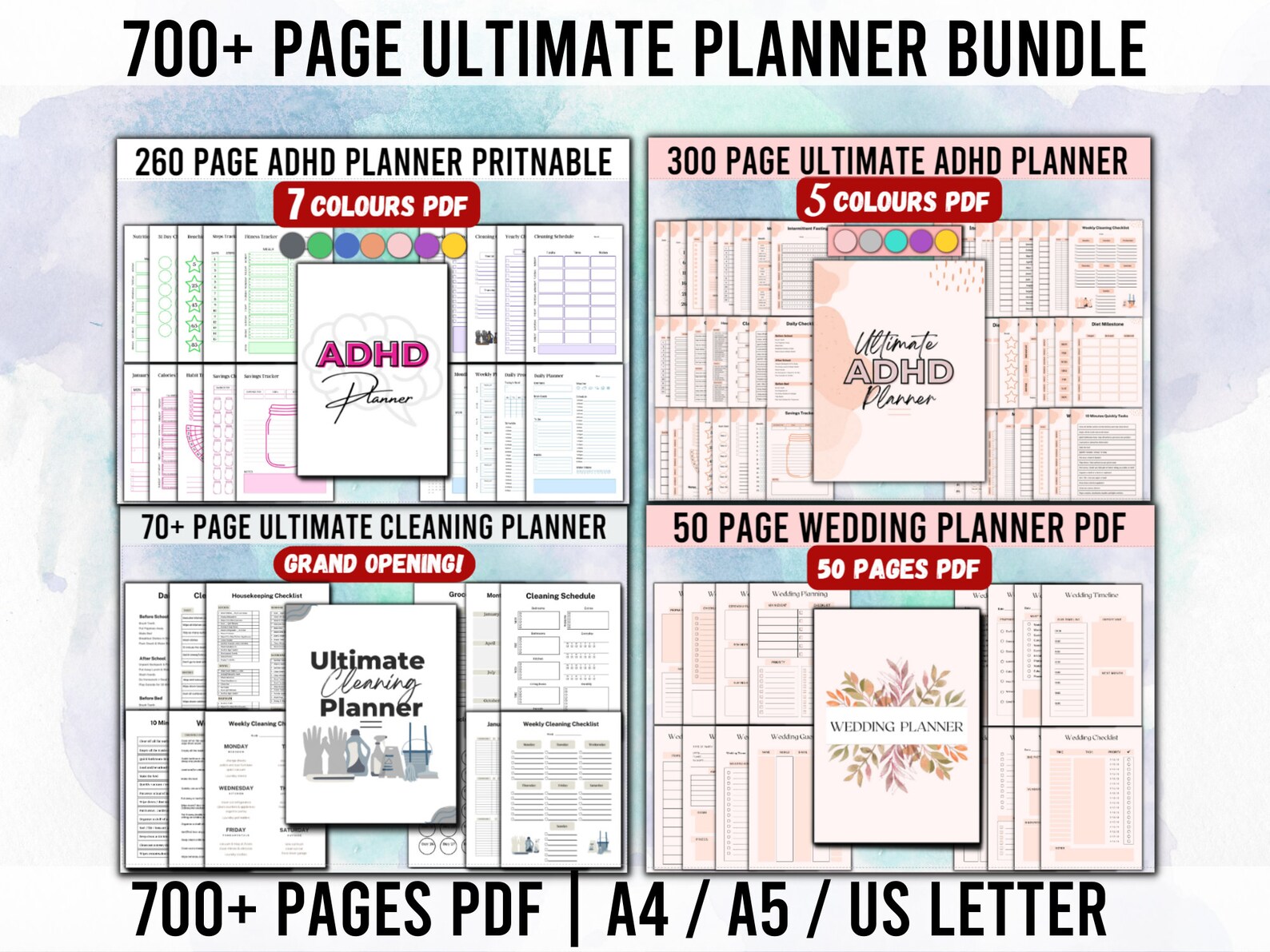 Ultimate ADHD Planner Bundles, Digital Planner Bundles Pdf, Daily ...