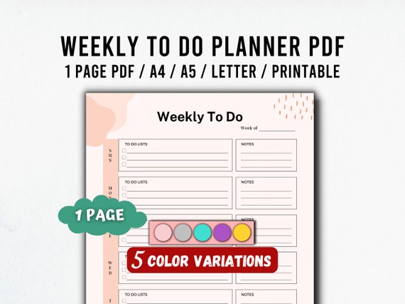 Weekly To Do Planner, Daily Routine Planner, Daily Checklist Printable, Work Day Organizer, Daily Productivity Pdf, To Do List Template