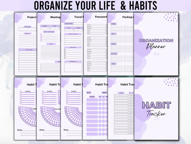 Purple ADHD Planner Adult, ADHD Adult Planner Pdf, ADHD Planner Printable, adhd Digital Planner, adhd Productivity Planner, Adhd Awareness imagen 8