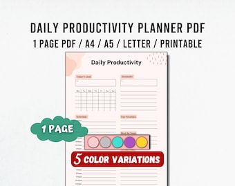 Daily Productivity Planner, Daily Checklist Pdf, To Do List Template, Daily Tracker PDF, Daily Planner Page, Adhd Planner Printable