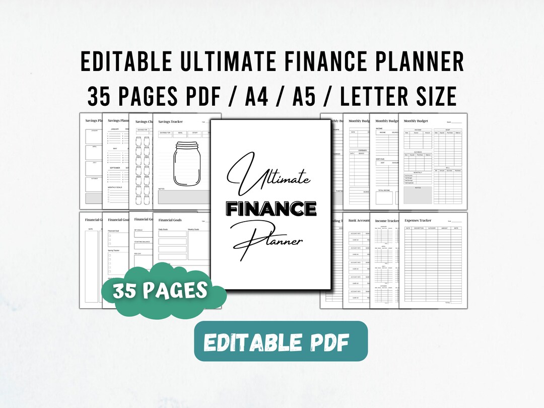 Pcf Editable Finacial Grid Editable Financial Planner Bundle, No Spend Challenge, Savings ...