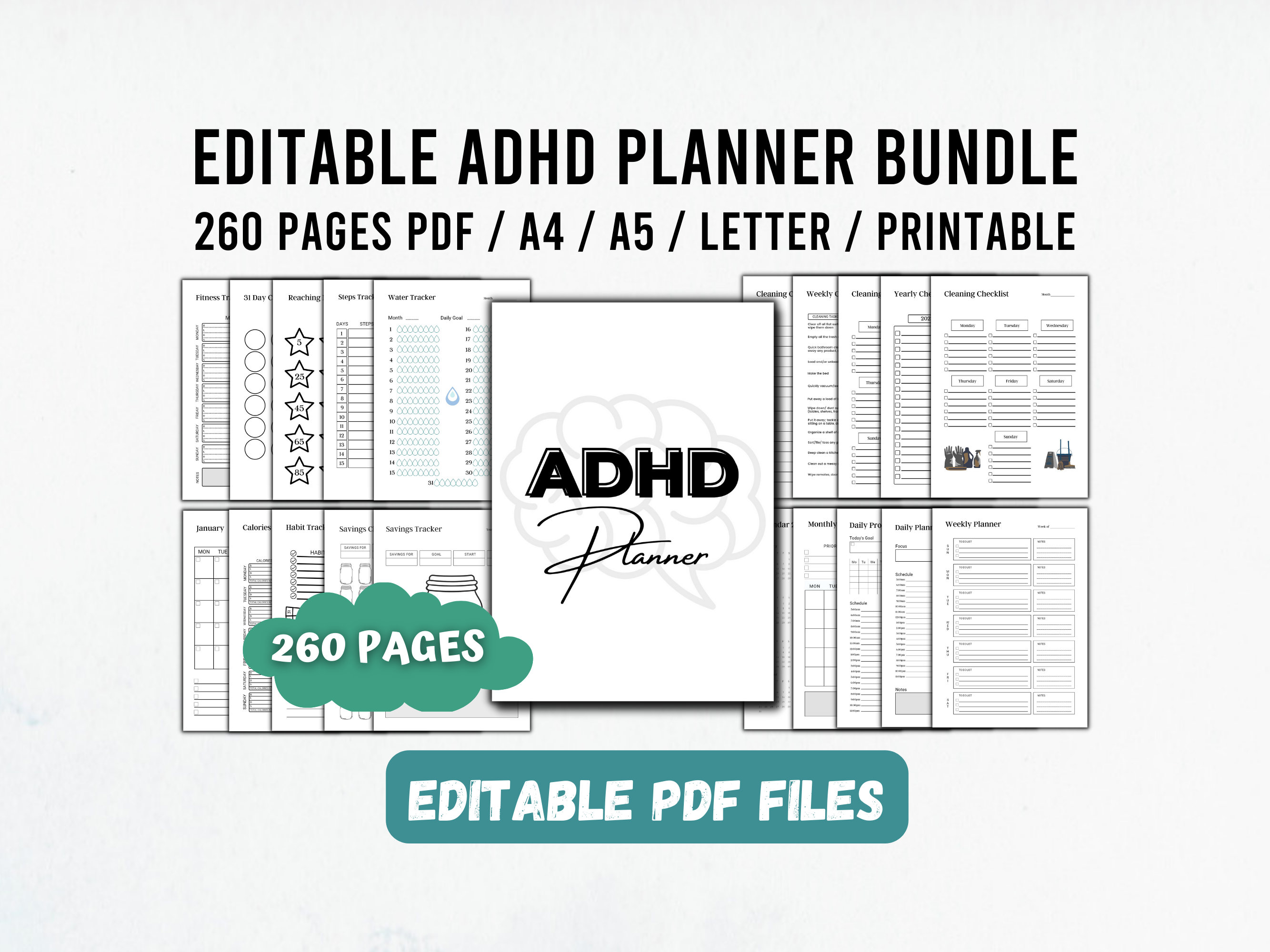 Editable ADHD Planner, ADHD Planner Adult, ADHD Daily Planner Printable ...