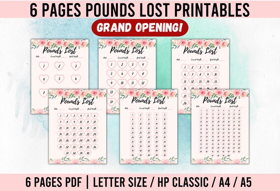 Weight Loss Journal Printable, Weight Loss Tracker Printable, Weightloss journal, Weight Loss chart, Weight Tracker, Pounds Lost pdf