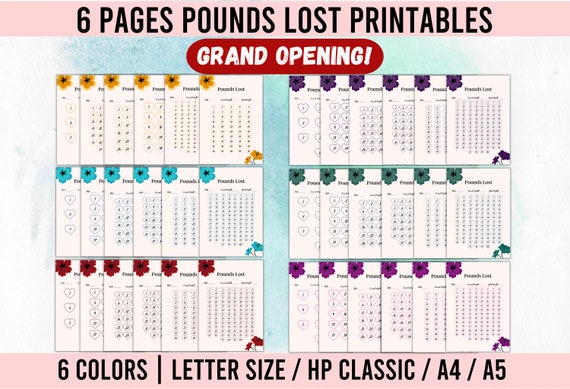 Weight Loss Journal Printable, Weight Loss Tracker Printable, Workout Tracker pdf, Weightloss journal, Weight Loss chart, Pounds Lost pdf