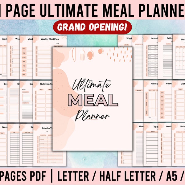Weekly Meal Planner Printable, Grocery List Pdf, Adhd Planner Adult, Self Care Planner, Meal Planning, Meal Planner Printable, Meal Prep