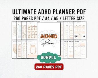 Orange ADHD Planner Adult, ADHD Planner Adult, ADHD Planner Printable, Adhd Digital Planner, Adhd daily planner,, adhd Journal Printable Pdf