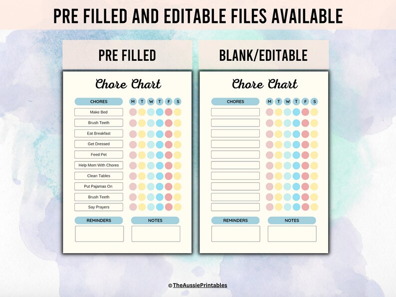 Editable Adult Chore Chart, Family Chore Chart, Weekly Chore Chart for ...