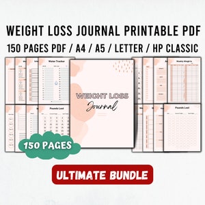 Pink Weight Loss Journal, Weight Loss Tracker Pdf, Pounds Lost Tracker, Period Tracker Printable, Weight Tracker Pdf, ADHD Planner Adult