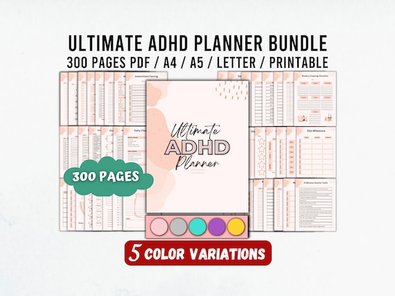 ADHD Planner Adult, ADHD Planner Printable, ADHD Productivity Planner, adhd Digital Planner, adhd Journal Printable, adhd Adult Planner Pdf