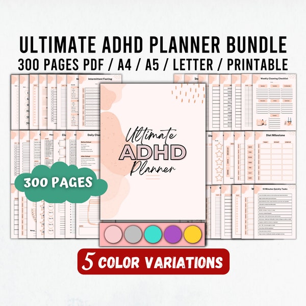 ADHD Planner Adult, ADHD Planner Printable, ADHD Productivity Planner, adhd Digital Planner, adhd Journal Printable, adhd Adult Planner Pdf