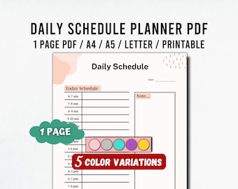 Daily Schedule Planner, Daily Routine Planner, Daily Checklist, Daily Productivity Planner, To Do List Template, Daily Planner Page Download