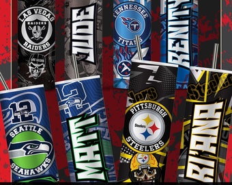 NFL Personalized 20 oz Tumbler | Seahawks | Raiders | Giants  | Patriots | 49ers | Chargers | Jets | Packers | Giants | Ravens| Falcons