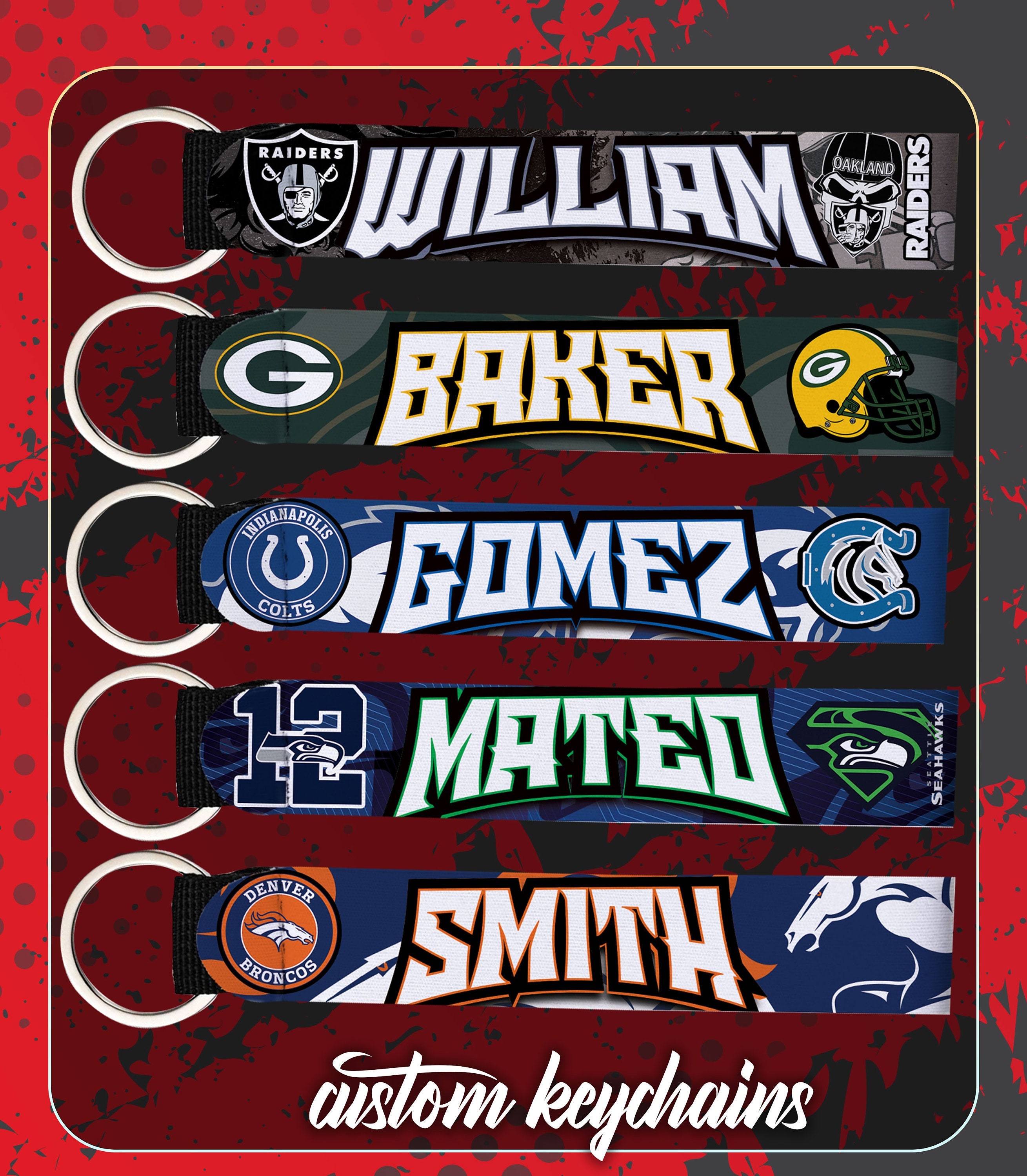 NFL Personalized Football Keychains | Seahawks | Raiders | Giants ...