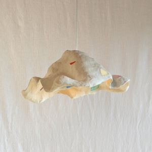 Paralume in cartapesta con vetro rotto, lampada a sospensione, lampada a sospensione, beige/sabbia, Wabi Sabi