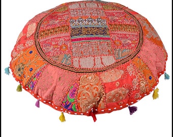 Runde Kissenhülle,rundes Bodenkissen,runde Kissenhülle,großes rundes Kissen,Patchwork,Akzentkissen,Sitzfläche,bestickt,Boho,Meditation