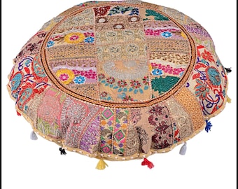 Runde Kissenhülle,rundes Bodenkissen,runde Kissenhülle,großes rundes Kissen,Patchwork,Akzentkissen,Sitzfläche,bestickt,Boho,Meditation