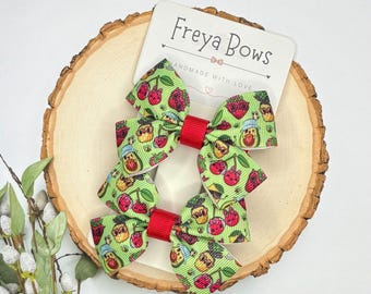 Fruity Hair Bows for Girls | Colourful Pigtail Bows | Toddler Hair Clips | Fruit Hair Accessories | Birthday Gift