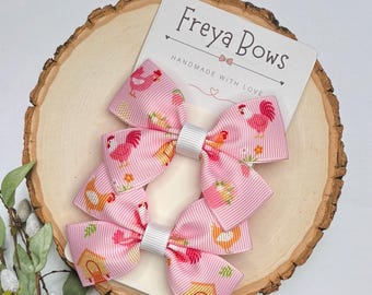 Chicken Hair Bows for Girls | Hen Pigtail Clips | Bird Lover Gifts | Cute Chicken Hair Accessories