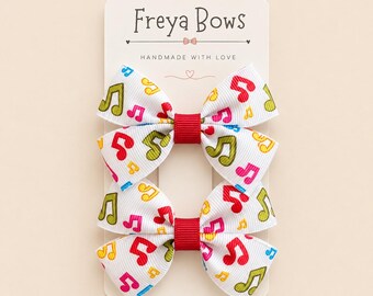 Music Hair Bows for Girls | Music Note Pigtail Clips | Music Lover Gifts | Birthday Hair Accessories