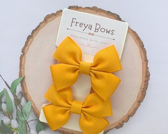 Dandelion Hair Bows for Girls | Bright Yellow Pigtail Clips | Summer School Hair Accessories | Birthday Gift Idea